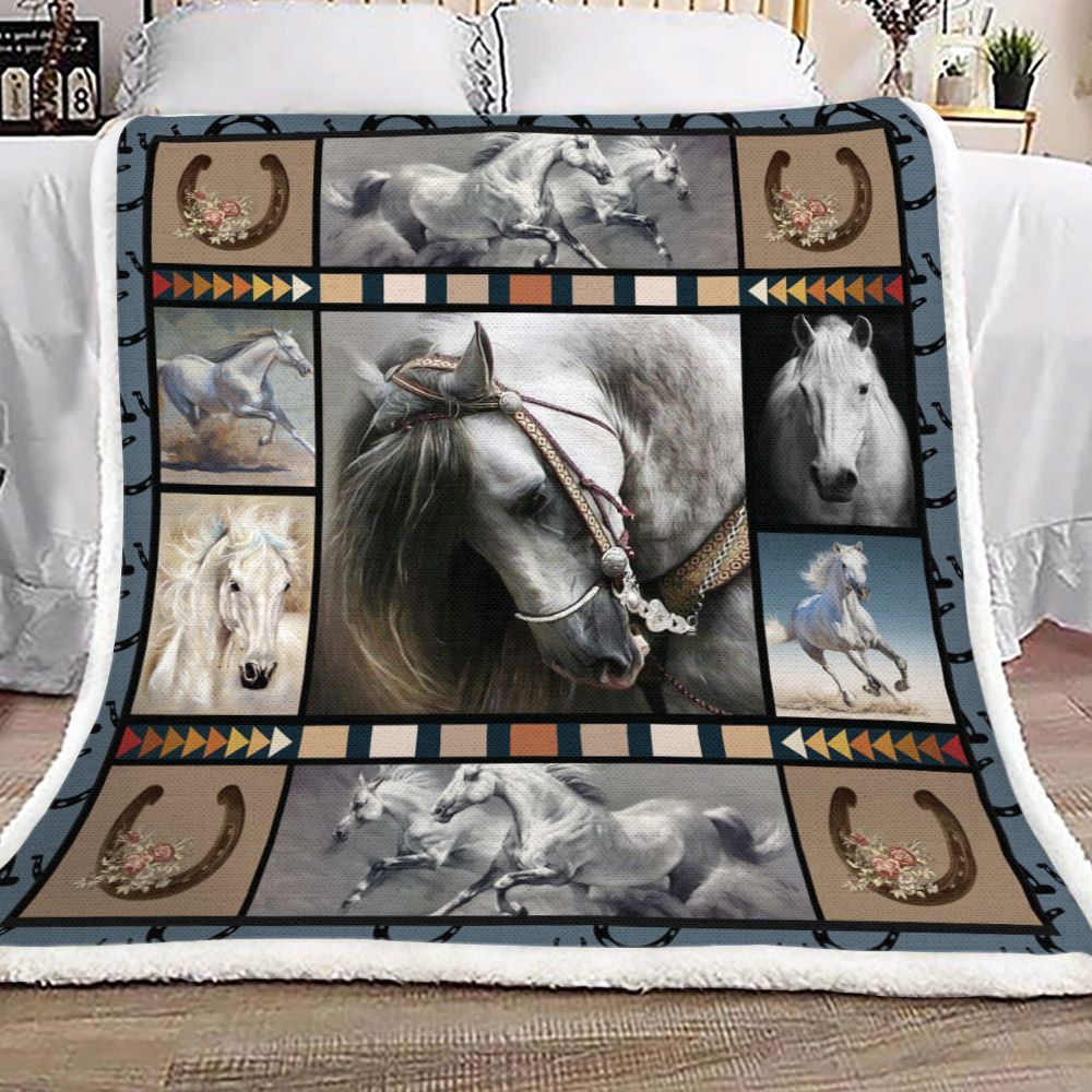 Horse Sherpa Fleece Blanket