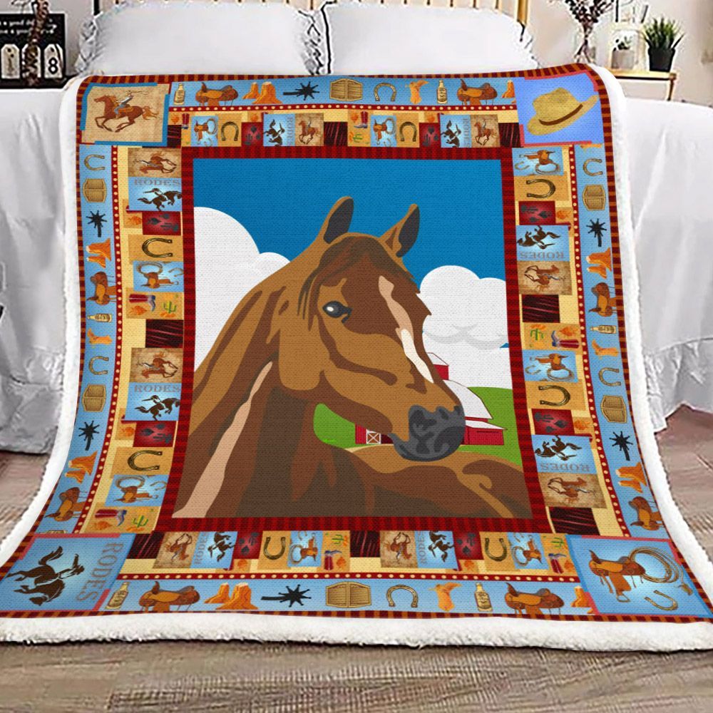 Horse Sherpa Fleece Blanket