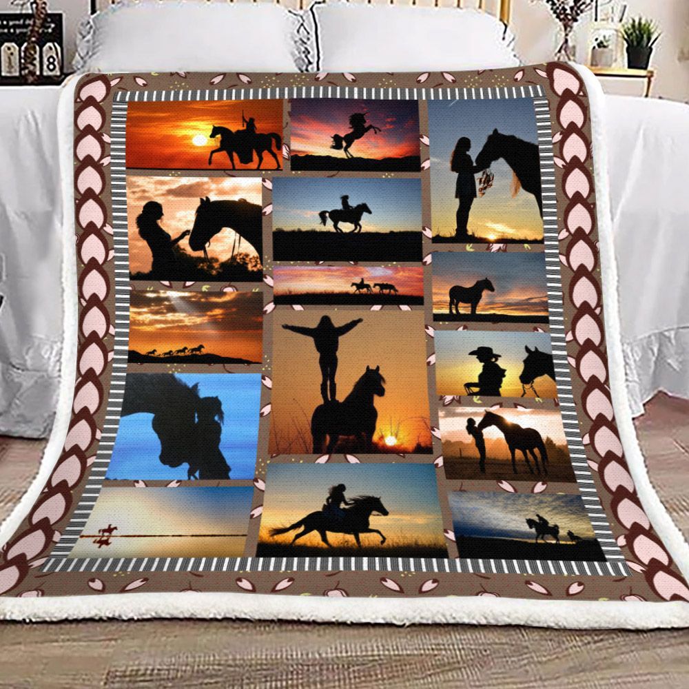 Horse Sherpa Fleece Blanket