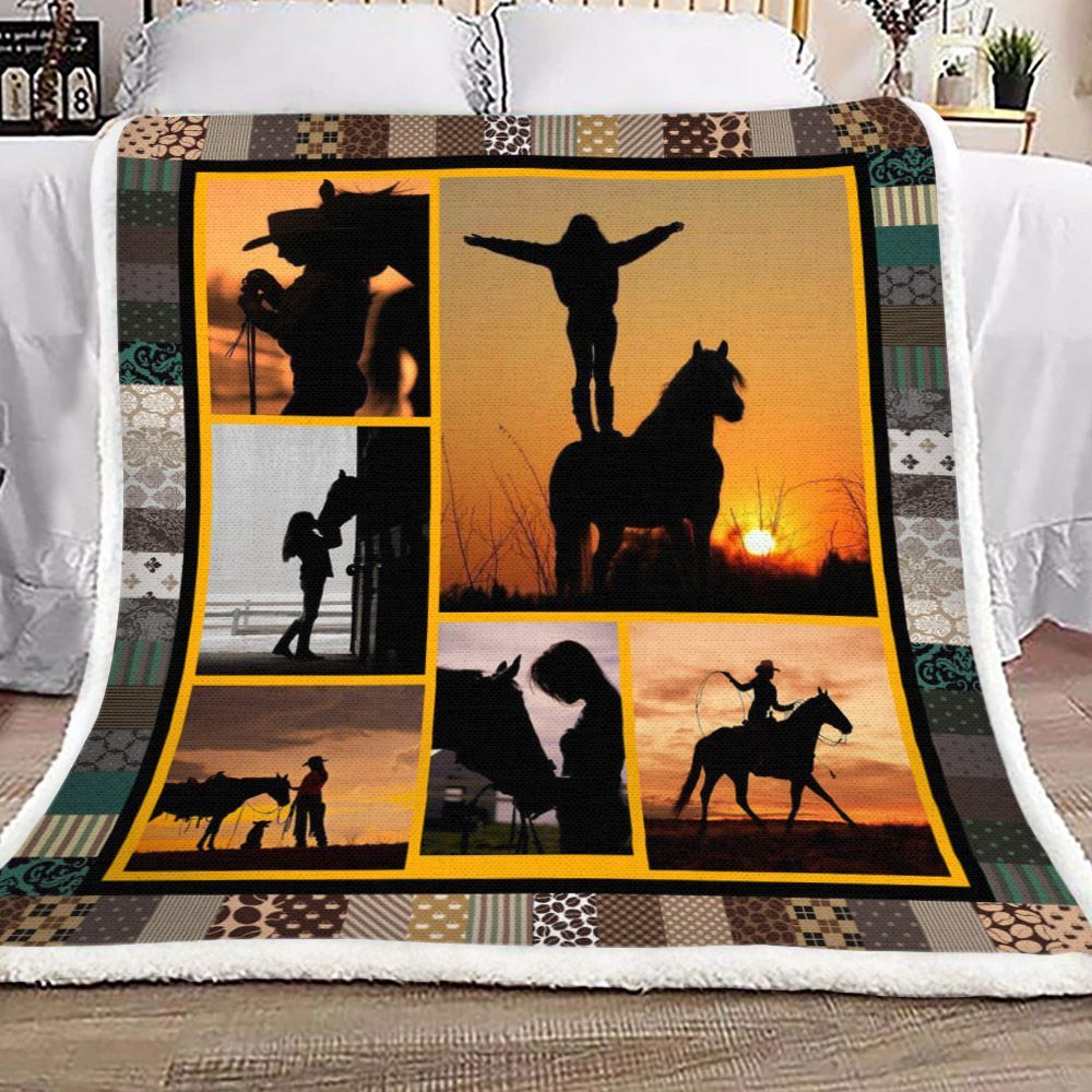 Horse Sherpa Fleece Blanket