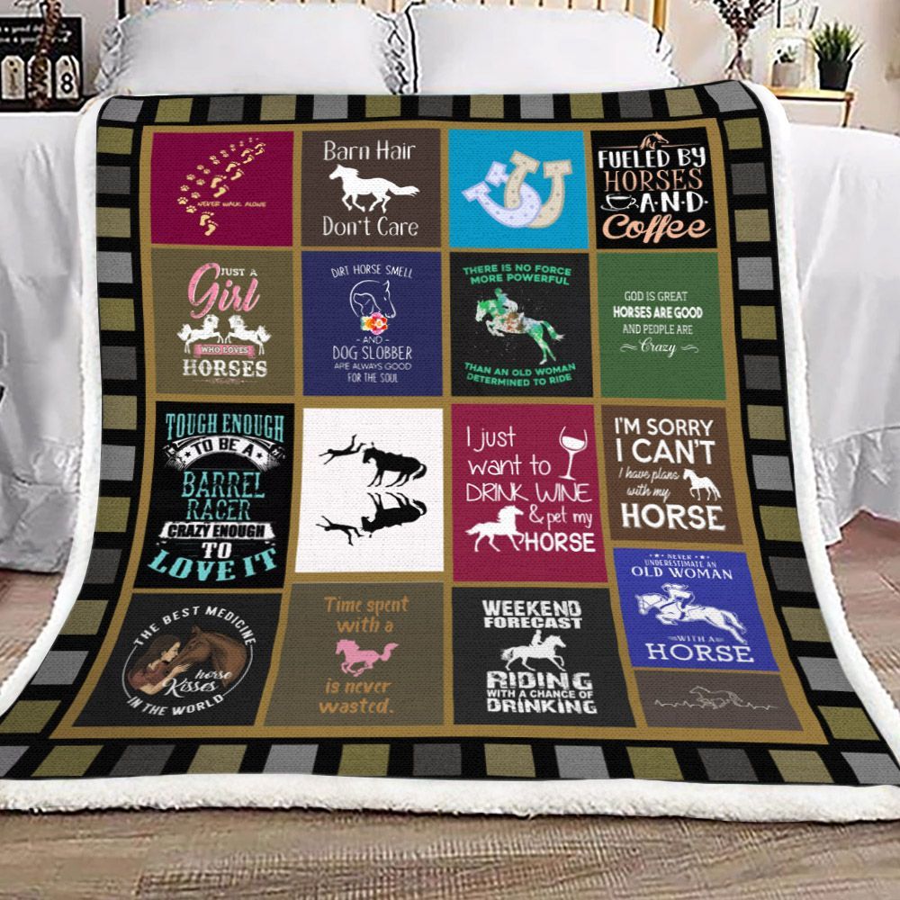 Horse Sherpa Fleece Blanket