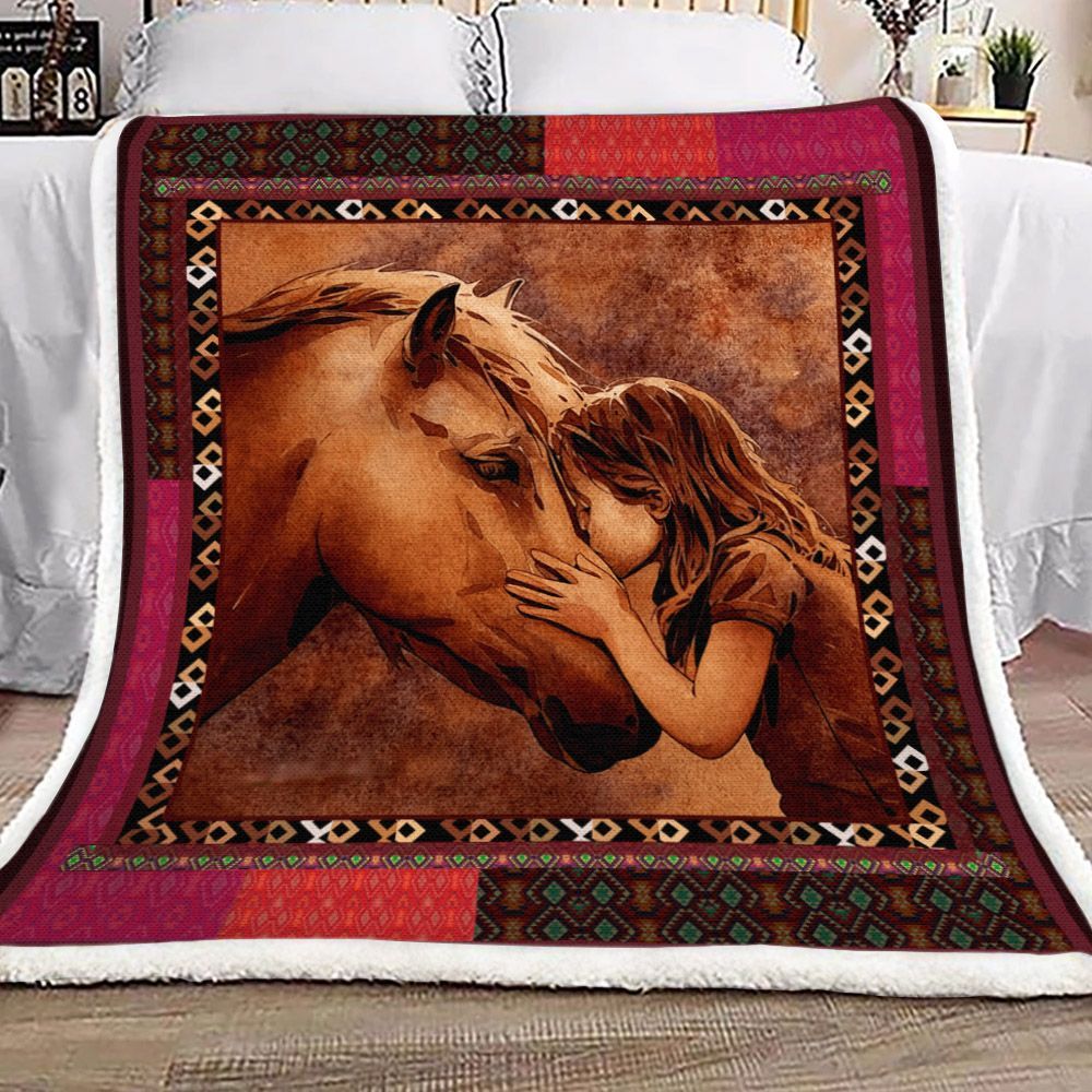 Horse Sherpa Fleece Blanket