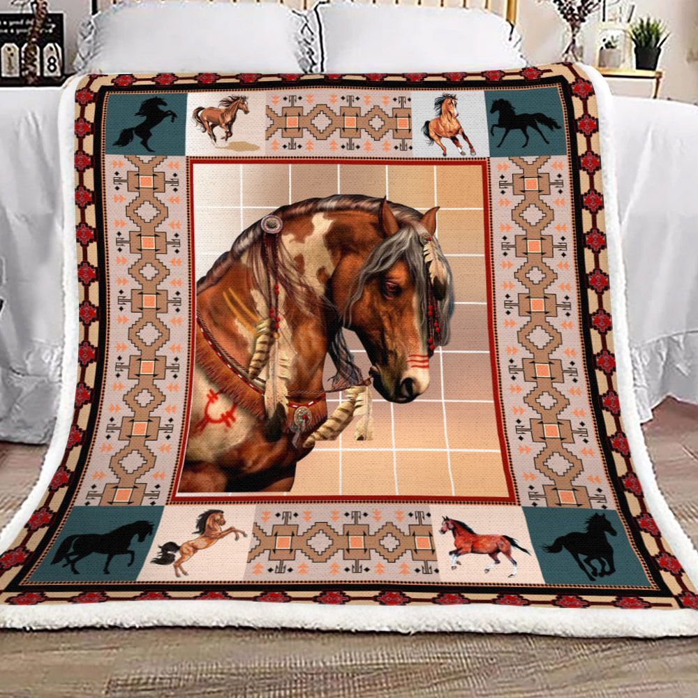 Horse Sherpa Fleece Blanket