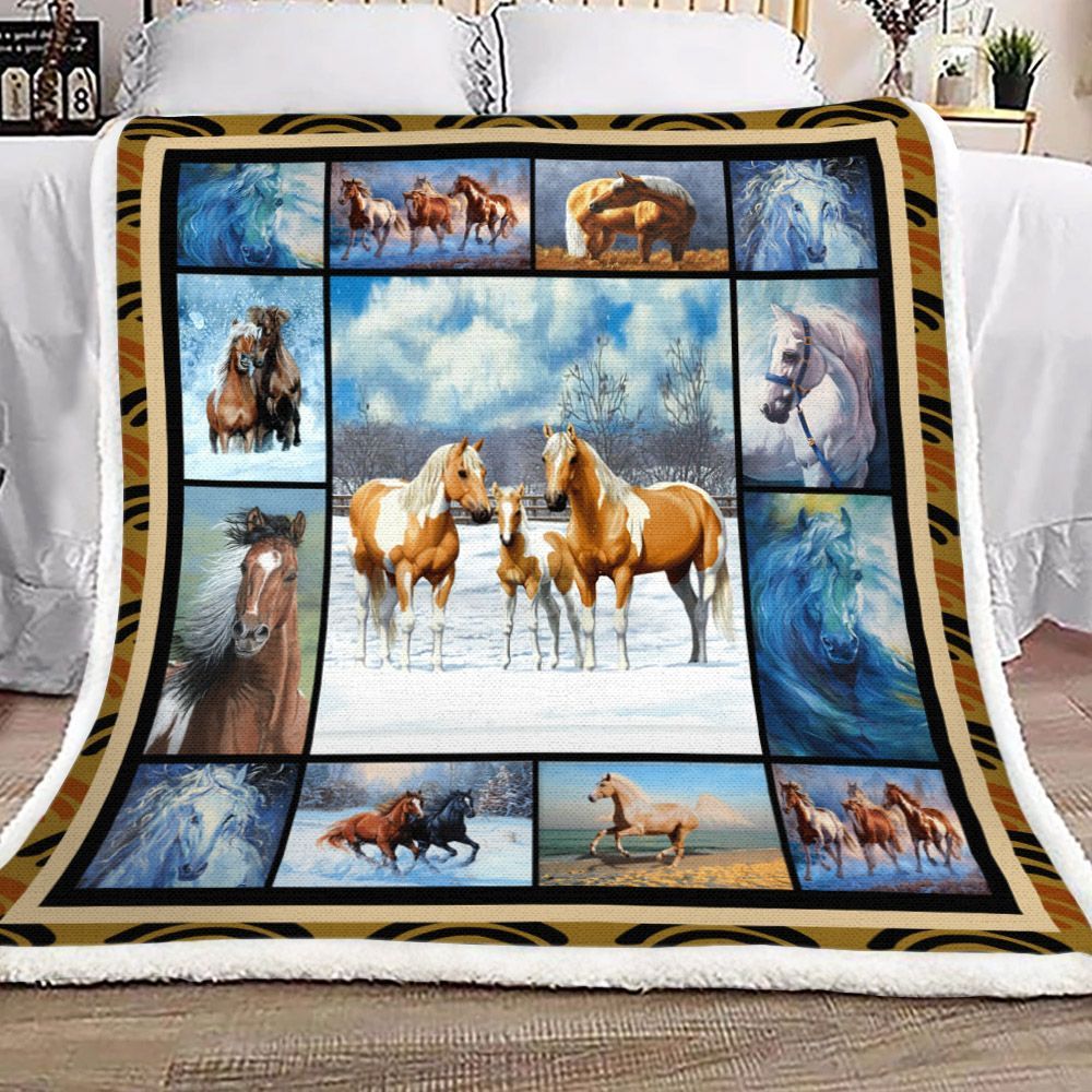 Horse Sherpa Fleece Blanket