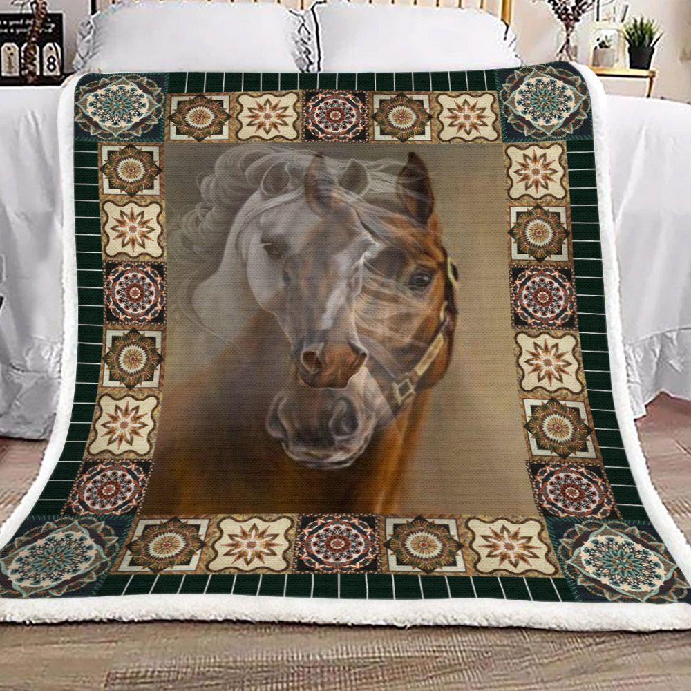 Horse Sherpa Fleece Blanket