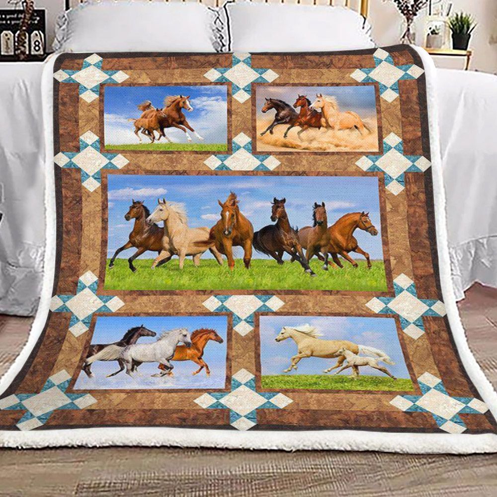 Horse Sherpa Fleece Blanket