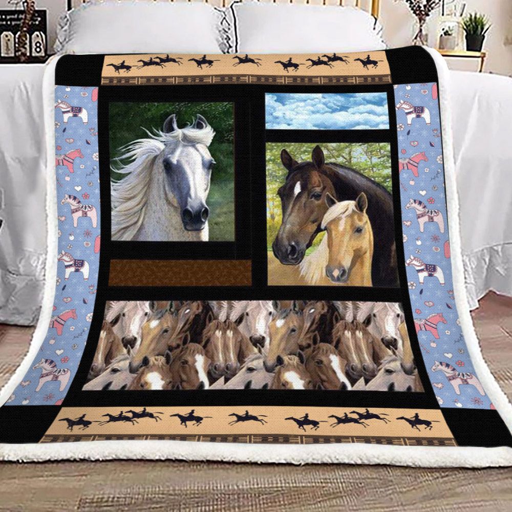 Horse Sherpa Fleece Blanket