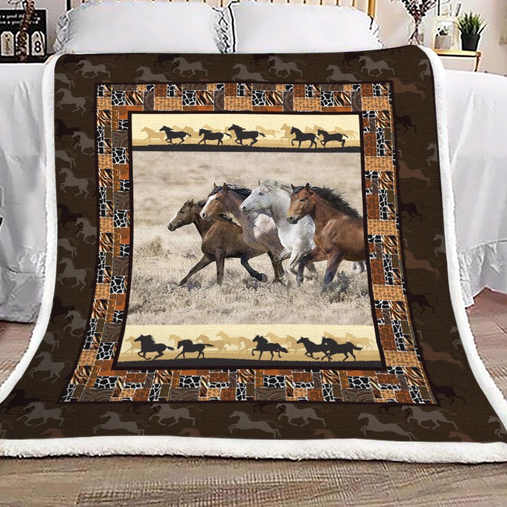 Horse Sherpa Fleece Blanket