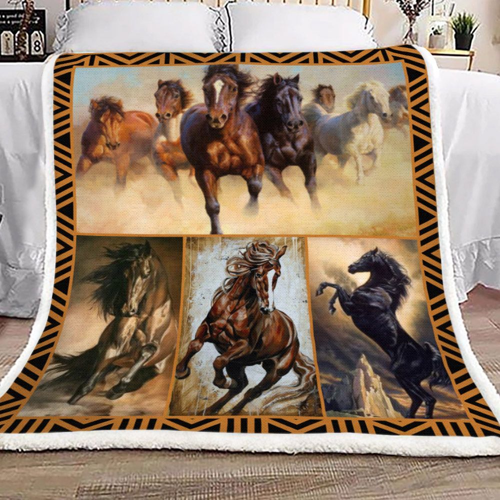 Horse Sherpa Fleece Blanket