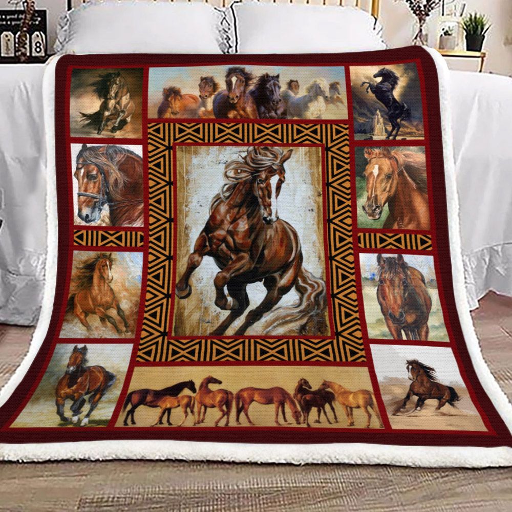 Horse Sherpa Fleece Blanket