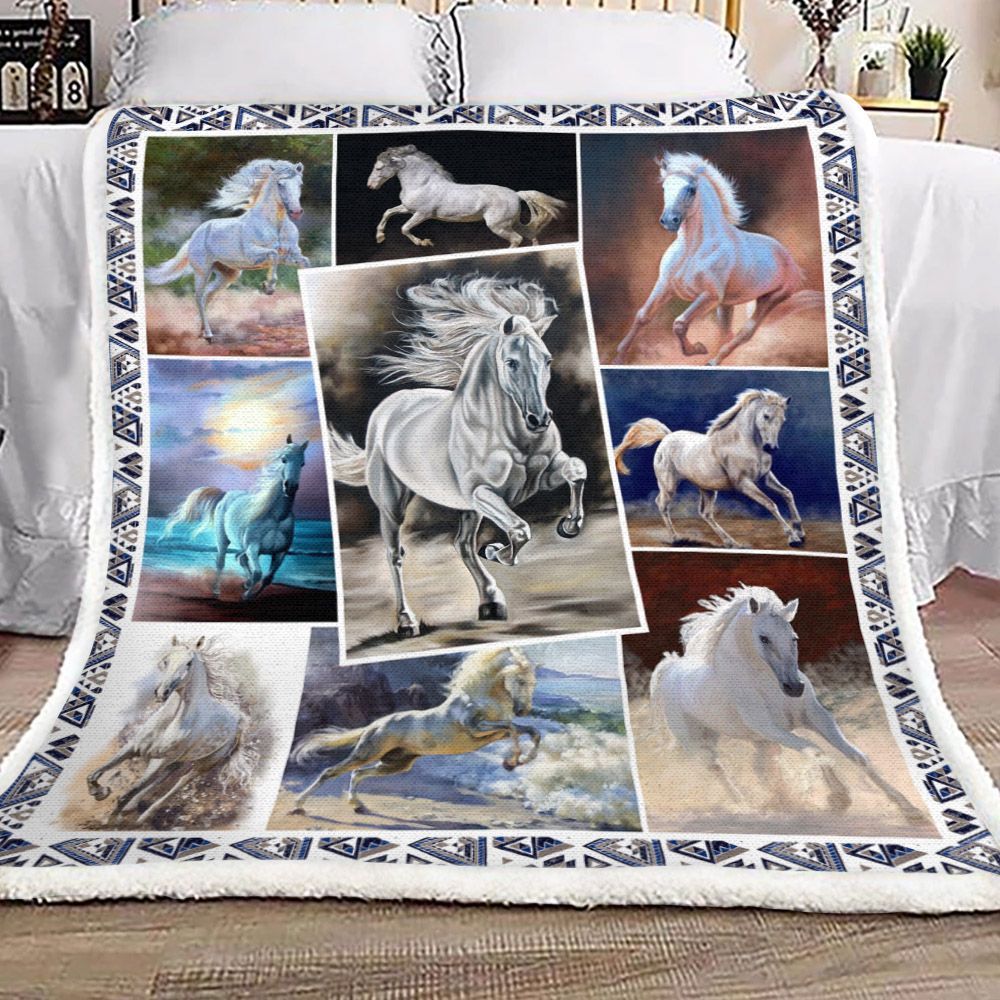 Horse Sherpa Fleece Blanket