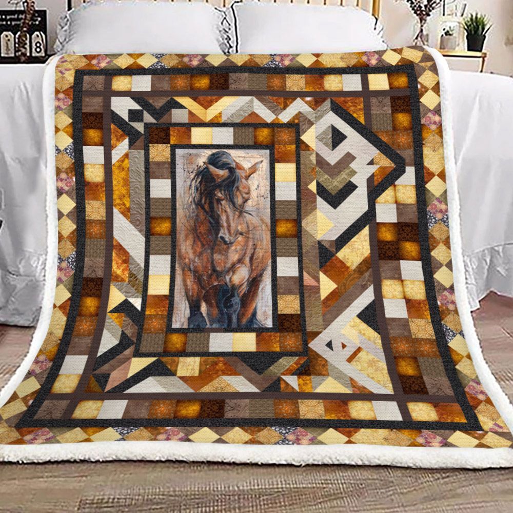 Horse Sherpa Fleece Blanket