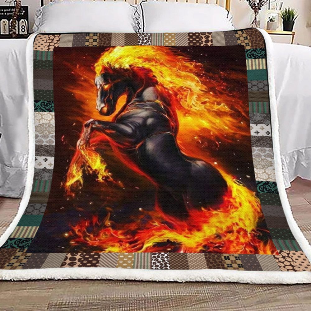 Horse Sherpa Fleece Blanket