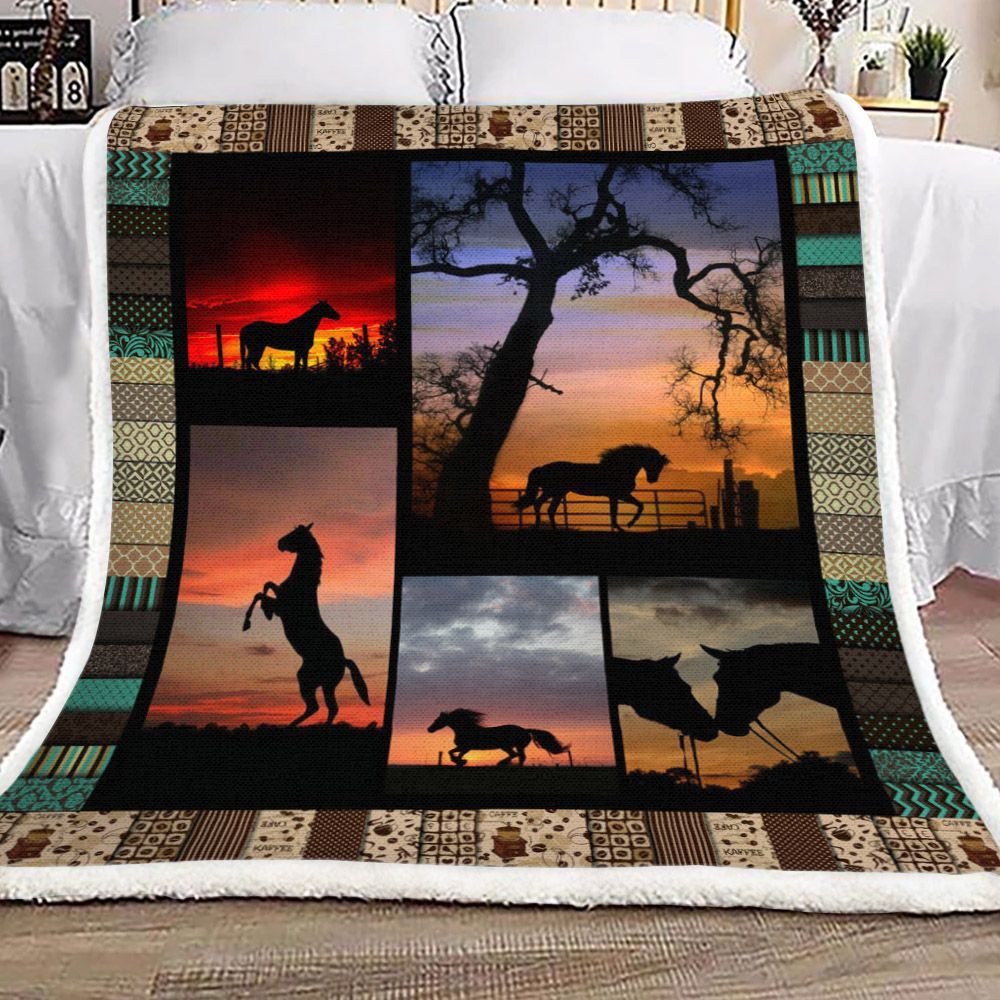 Horse Sherpa Fleece Blanket