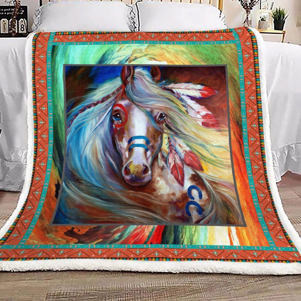 Horse Sherpa Fleece Blanket