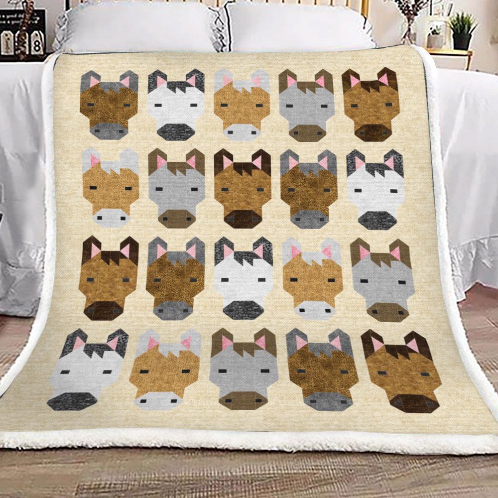 Horse Sherpa Fleece Blanket