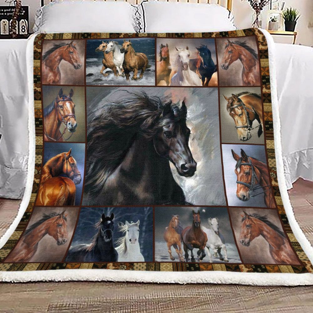 Horse Sherpa Fleece Blanket