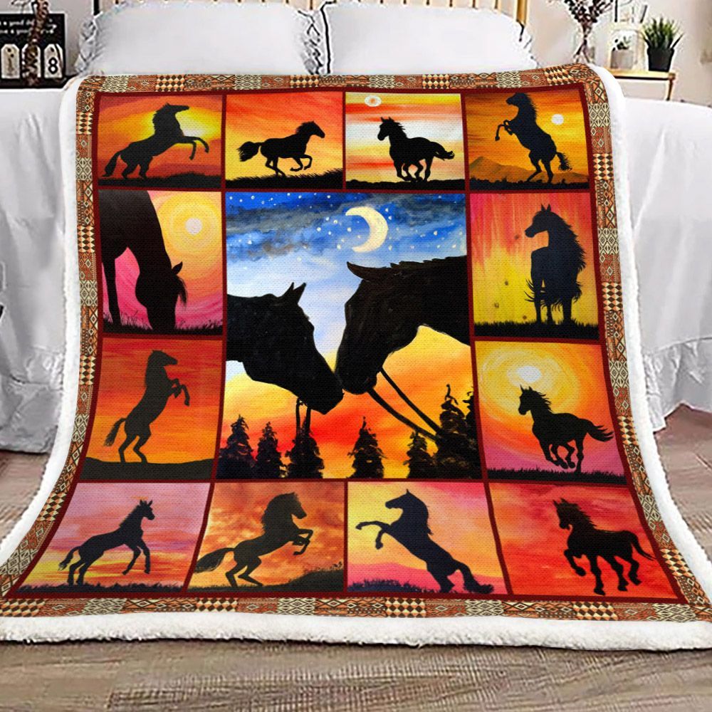 Horse Sherpa Fleece Blanket