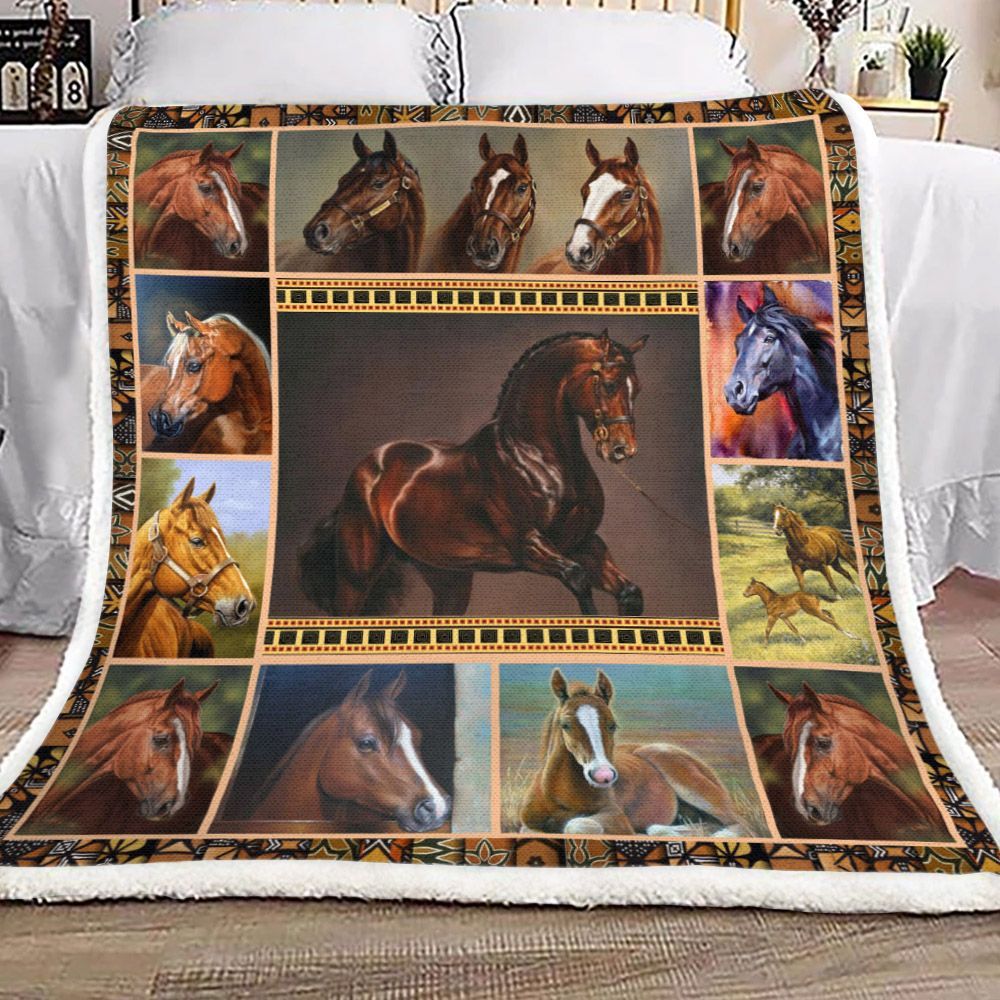 Horse Sherpa Fleece Blanket