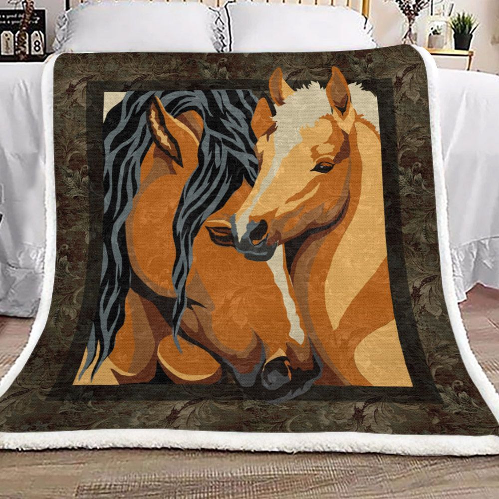 Horse Sherpa Fleece Blanket