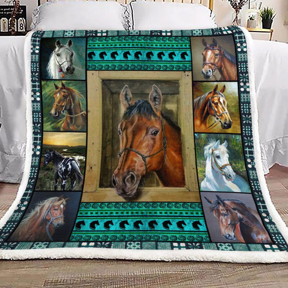 Horse Sherpa Fleece Blanket