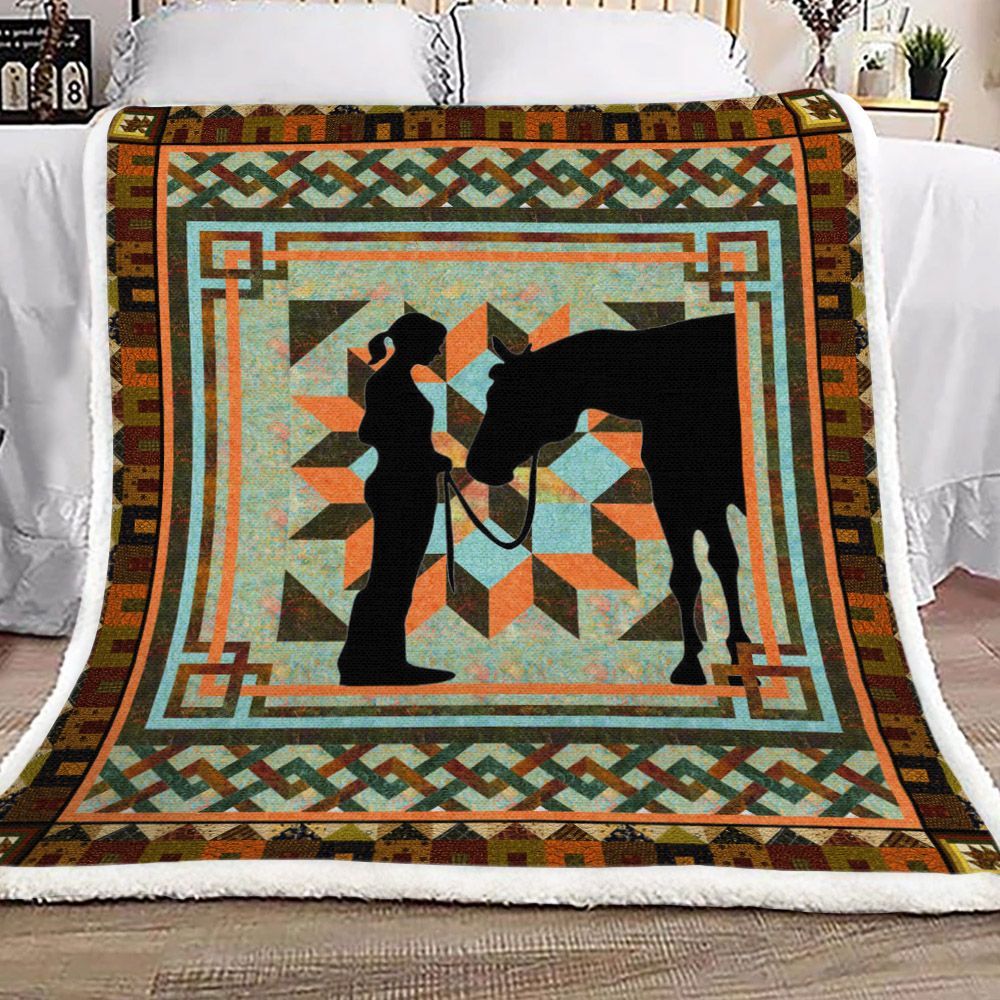 Horse Sherpa Fleece Blanket
