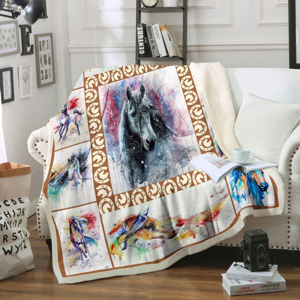 Horse3 Sherpa Fleece Blanket