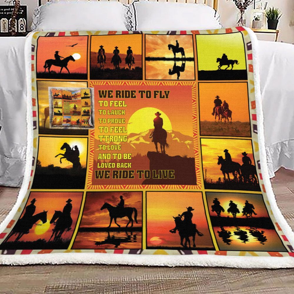 Horseback Riding Sherpa Fleece Blanket