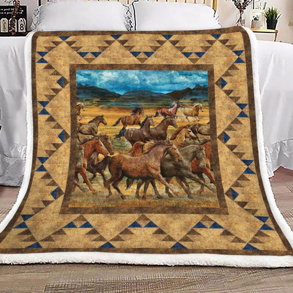 Horses Sherpa Fleece Blanket