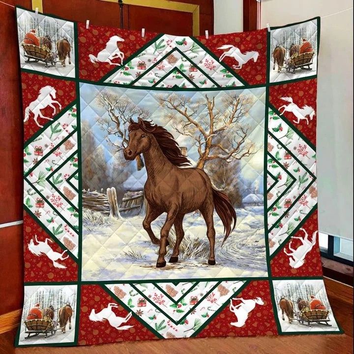 Horses Christmas HHC121133TH Quilt Blanket