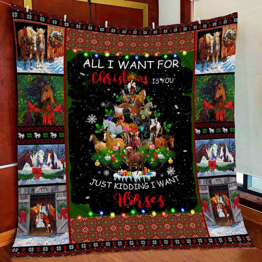 Horses Christmas HHC121134TH Quilt Blanket
