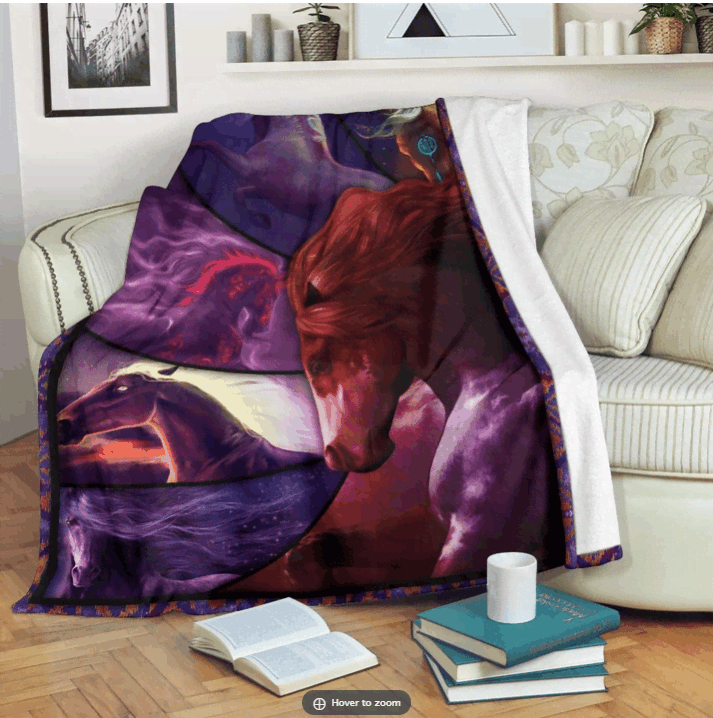 Horses Fantastic Sherpa Fleece Blanket