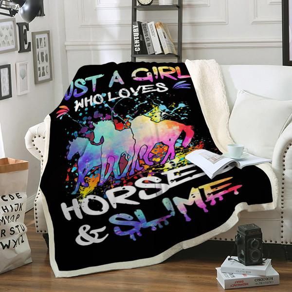 Horses Just A Girl Sherpa Fleece Blanket