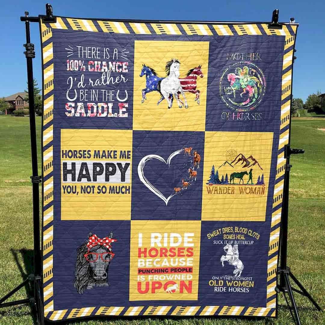 Horses Make Me Happy CLT180629 Quilt Blanket