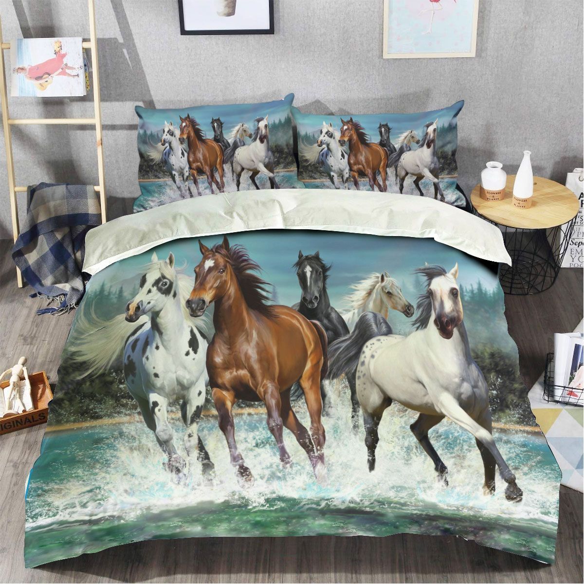 Horses Near The Stream Bedding Set