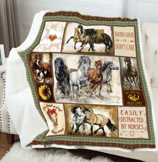 Horses Patchwork Sherpa Fleece
