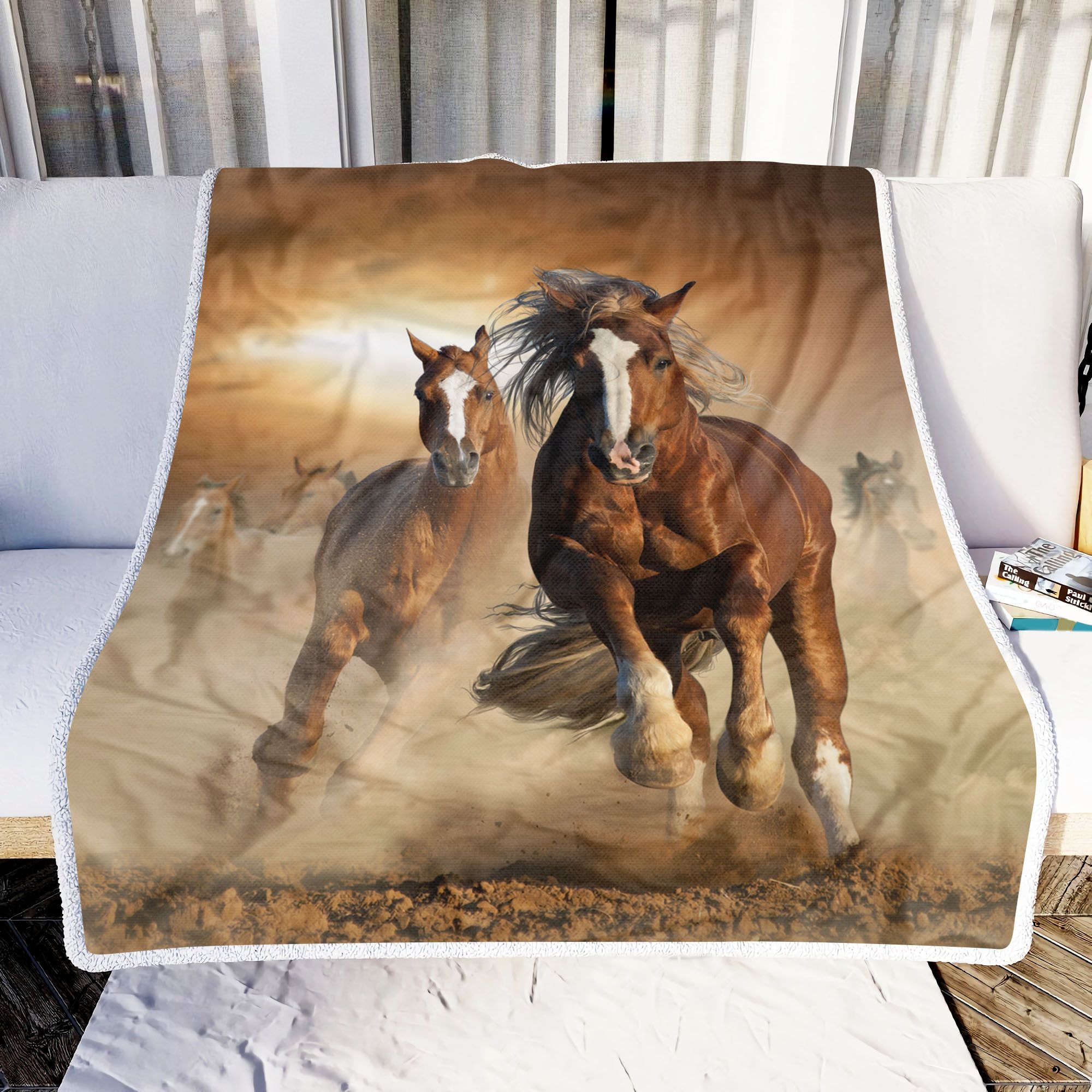 Horses Running Fleece Blanket