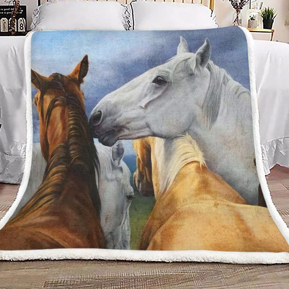 Horses Sherpa Fleece Blanket