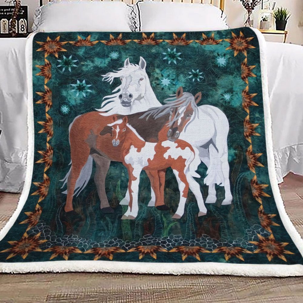 Horses Sherpa Fleece Blanket