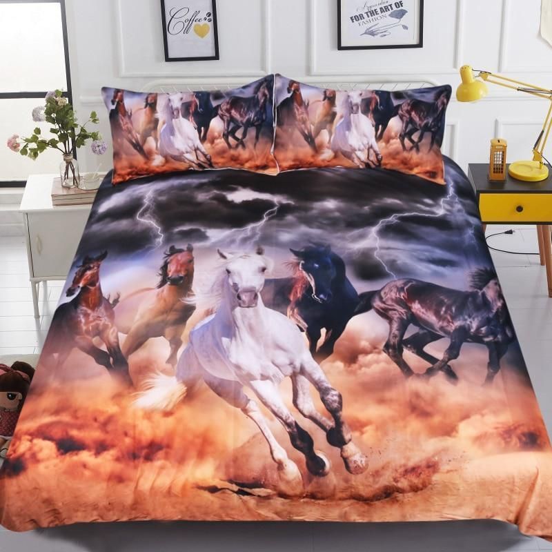 Horses With Lightning 3D Printed Bedding Set