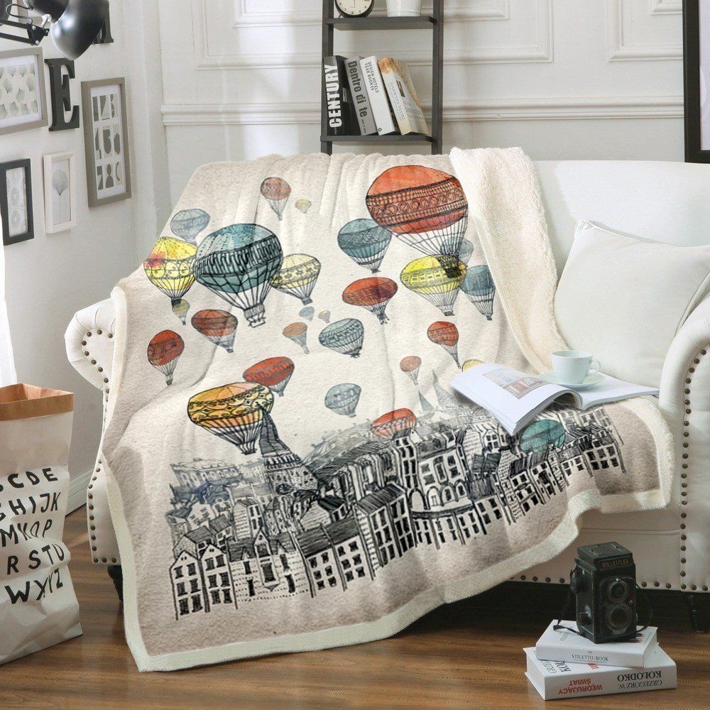 Hot Air Balloon Sherpa Fleece Blanket