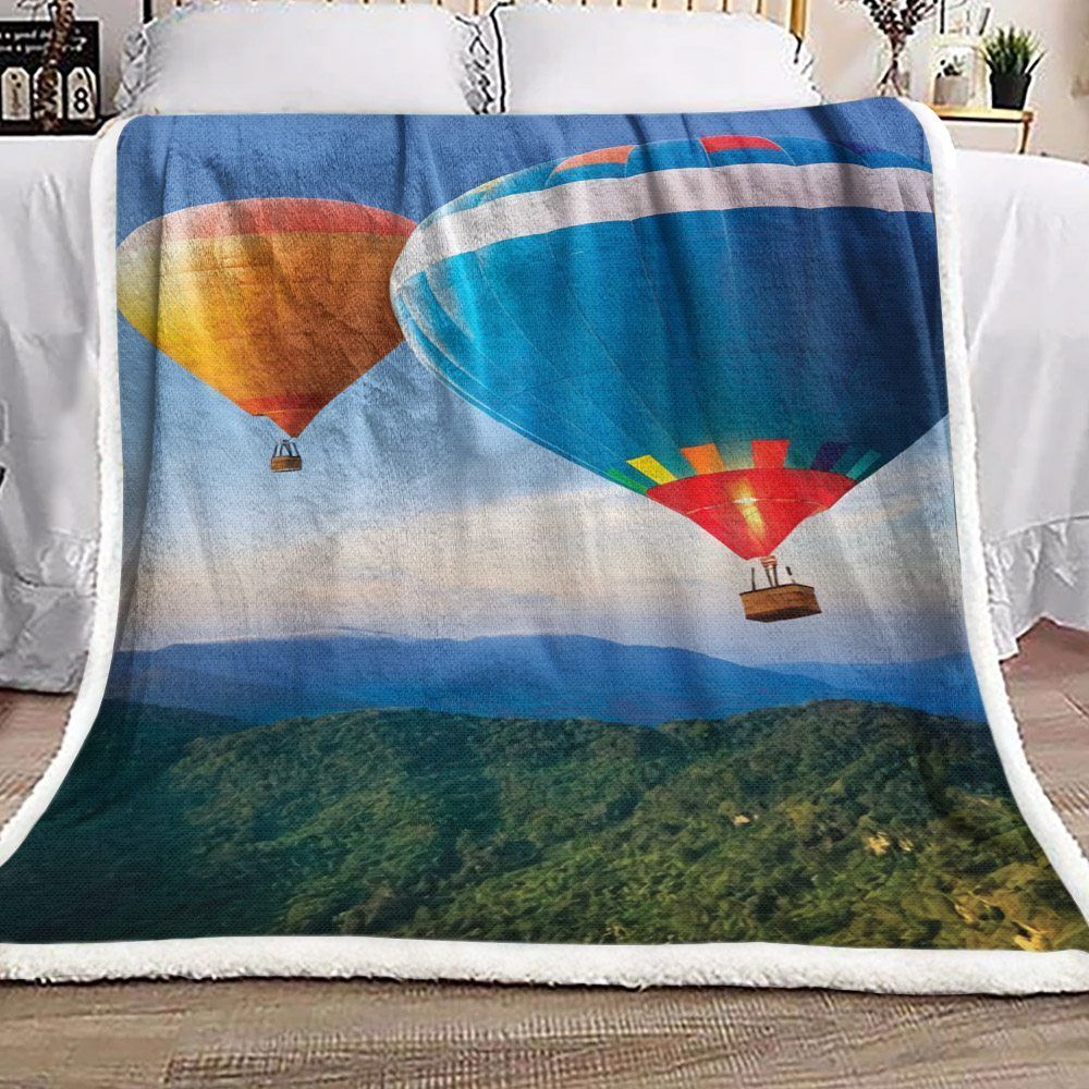 Hot Air Balloon Sherpa Fleece Blanket