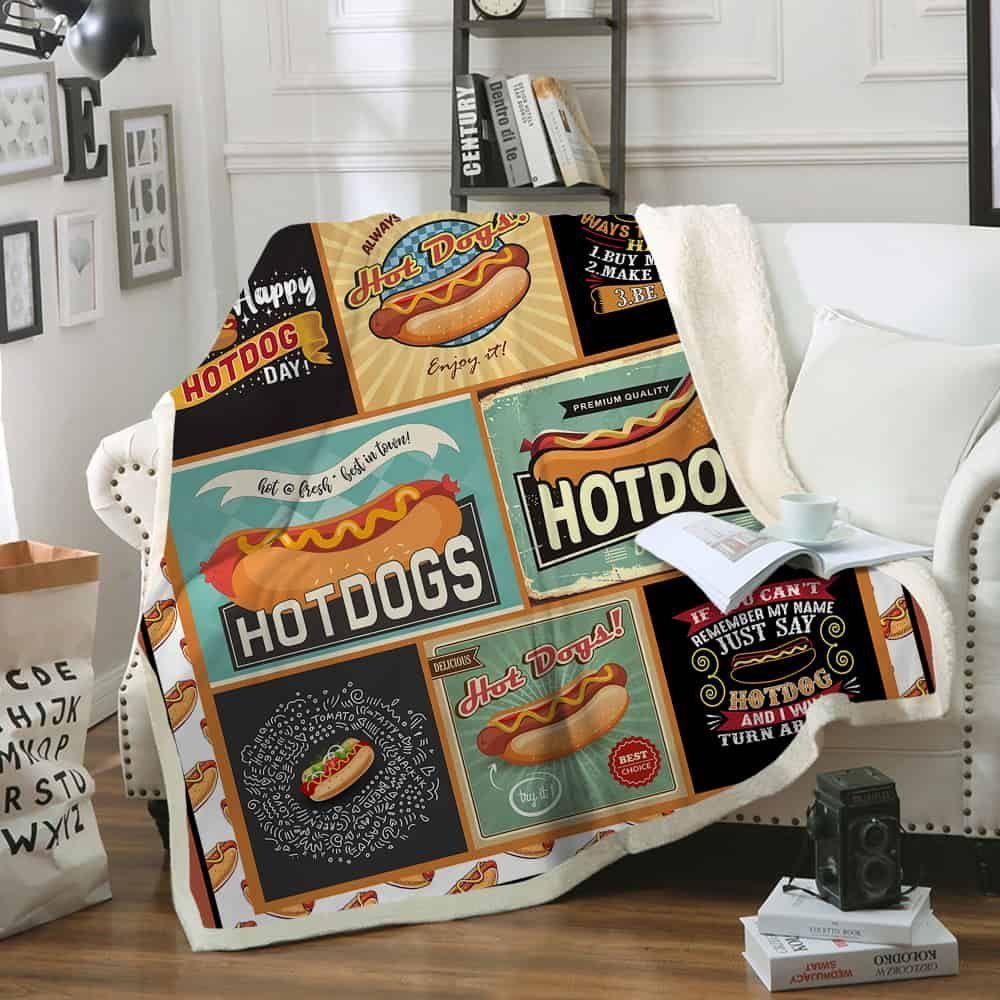 Hot Dog Sherpa Fleece Blanket