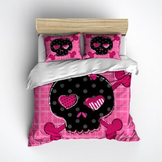 Hot Pink Skull Bedding Set