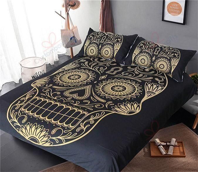 Hot Stamping Skull Printed Bedding Set