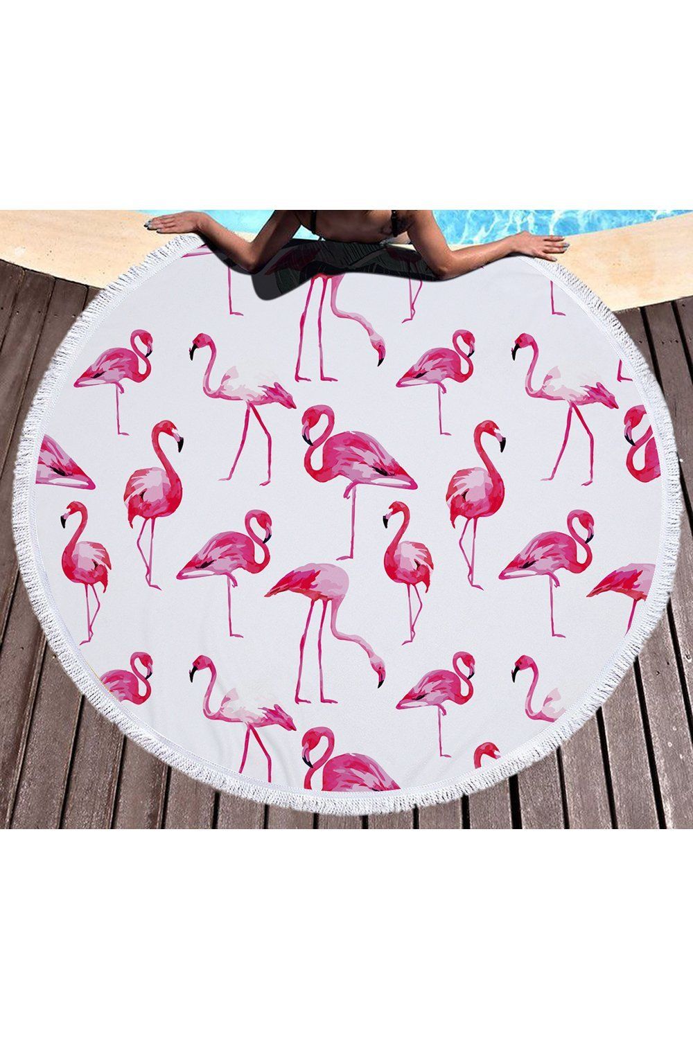 Hot Tropical Flamingo Pattern Printed Round Beach Towel