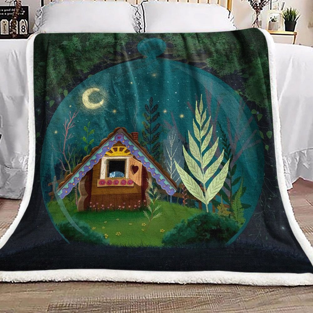 House Camping Cat Sherpa Fleece Blanket