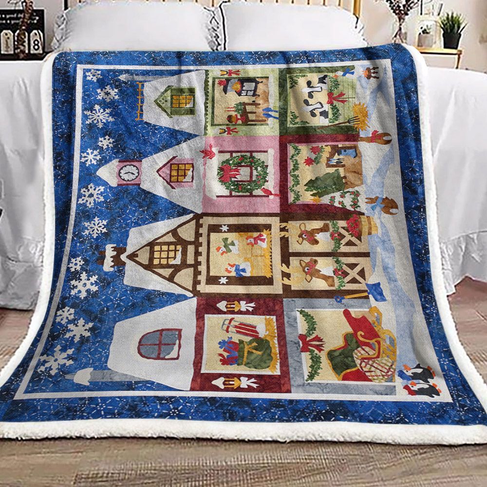 House Christmas Sherpa Fleece Blanket