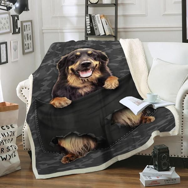 Hovawart Dog Pocket Sherpa Fleece Blanket