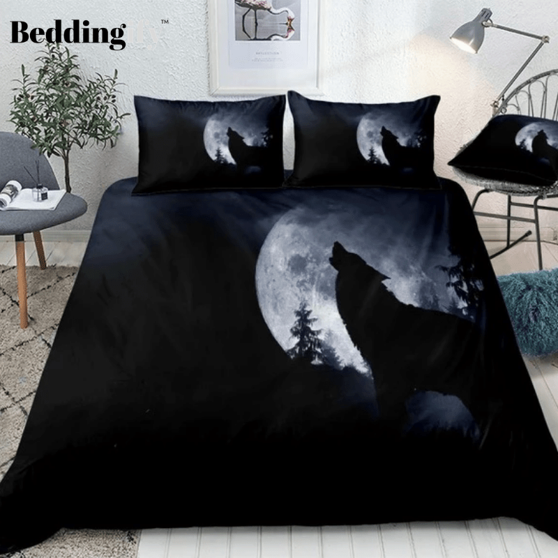 Howling Wolf Black Bedding Set